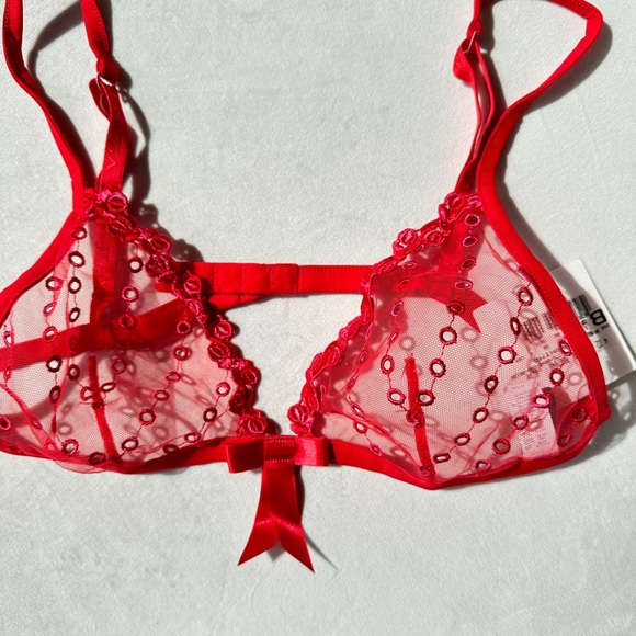 NWT LA PERLA Vintage Red sheer embroidered bra. - Picture 9 of 10